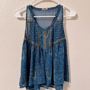 Ecote Metallic Embellished Paisley Blouse